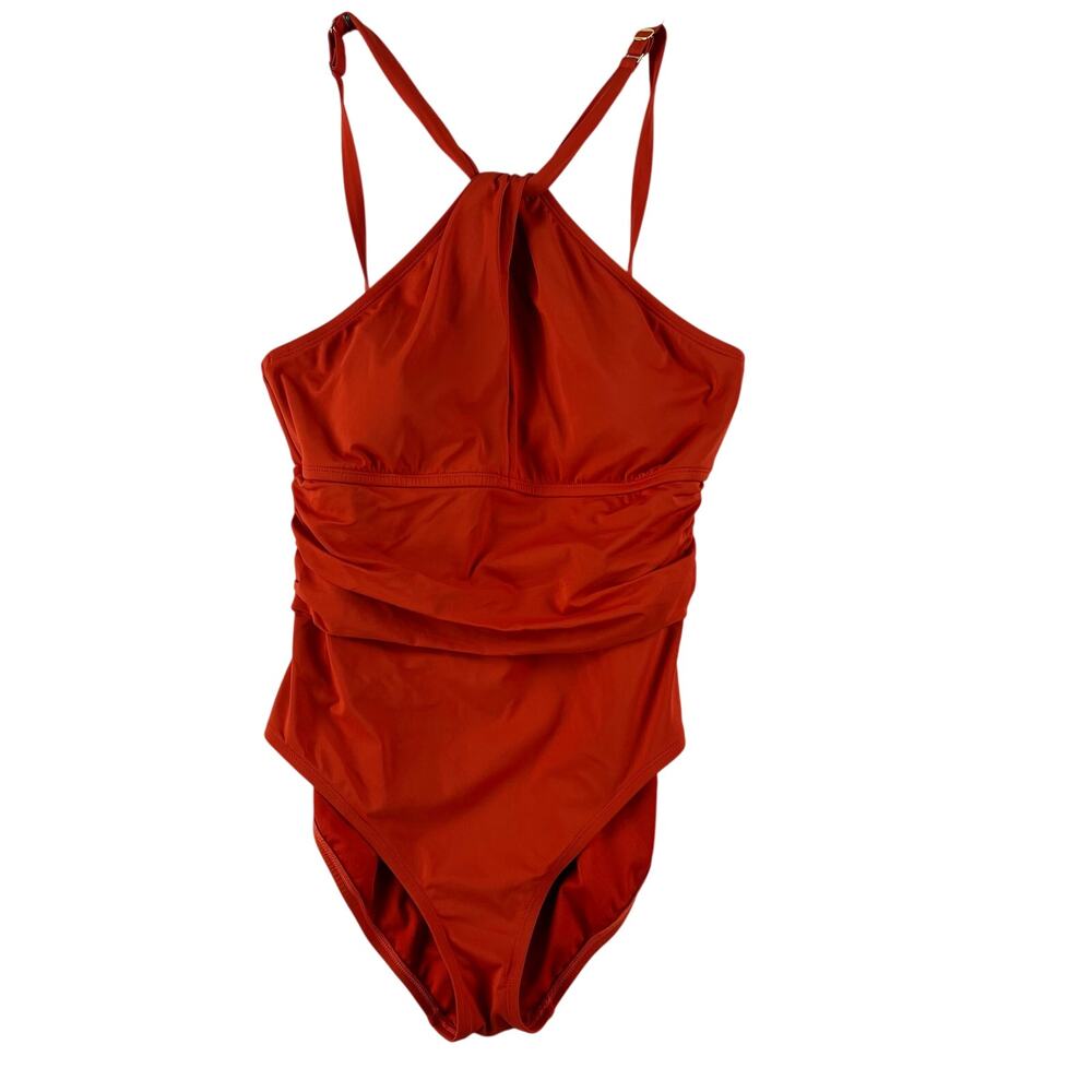 Bleu Rod Beattie Womens Urban Goddess One Piece Size 10 Burnt Orange High Neck